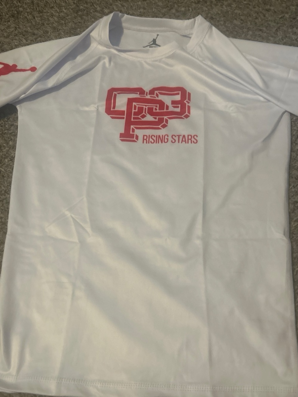 Jordan Kids White Short-Sleeve 'Rising Stars' Athletic Top with Pink Logo